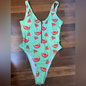 CHYRII Women Sexy Front Zipper Water Melon print